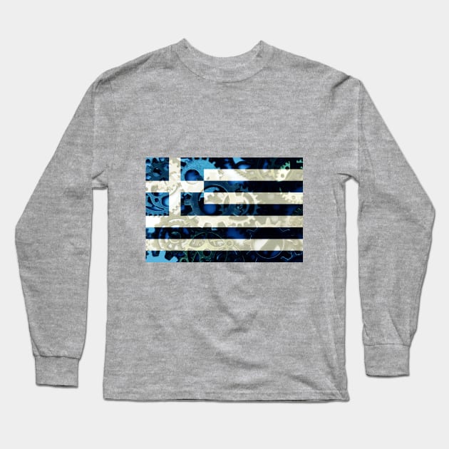 Flag of Greece - Gears Long Sleeve T-Shirt by DrPen